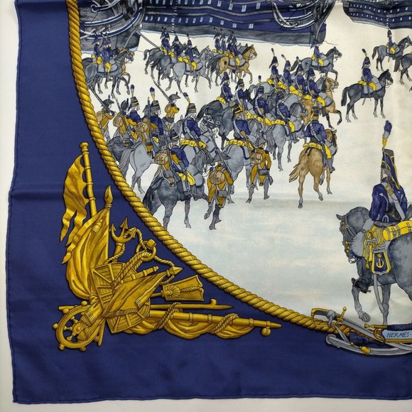 Hermes scarf Carre 90 Navy Blue Silk100% - Picture 5 of 13